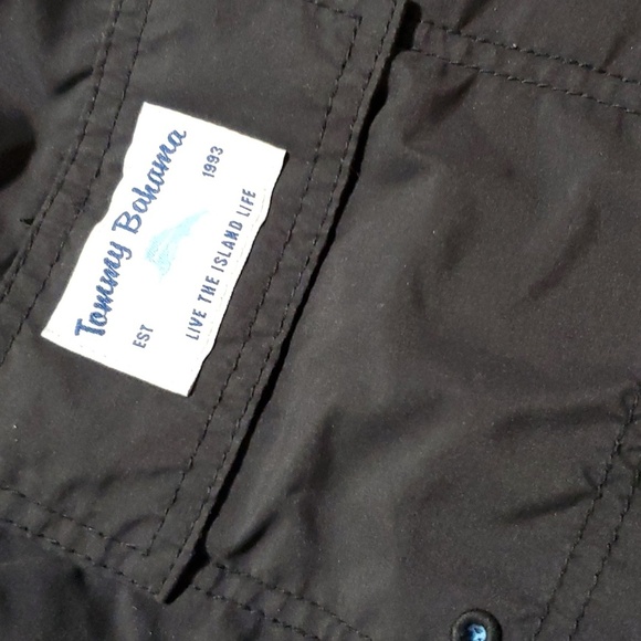 Tommy Bahama embroidered swordfish black white lined swim trunks - Picture 5 of 6